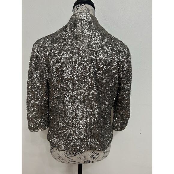 APT 9 Antique Silver Sequins Bolero Jacket Glam Rock Streetwear Size S - Picture 3 of 5